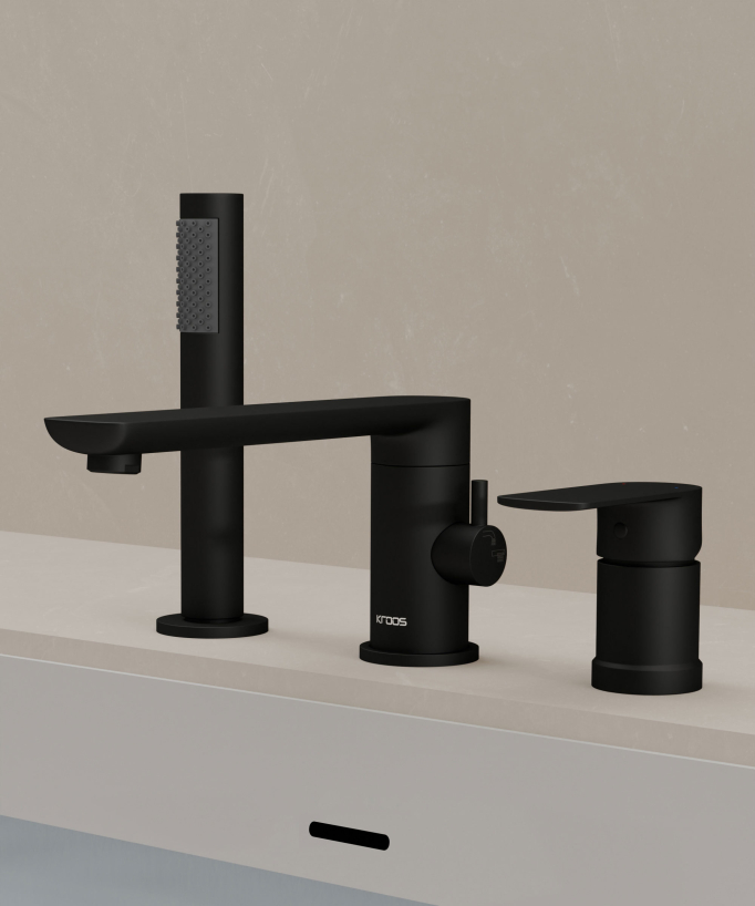 Robinet mitigeur bain-douche 3 trous sur plage Noir - Nunki