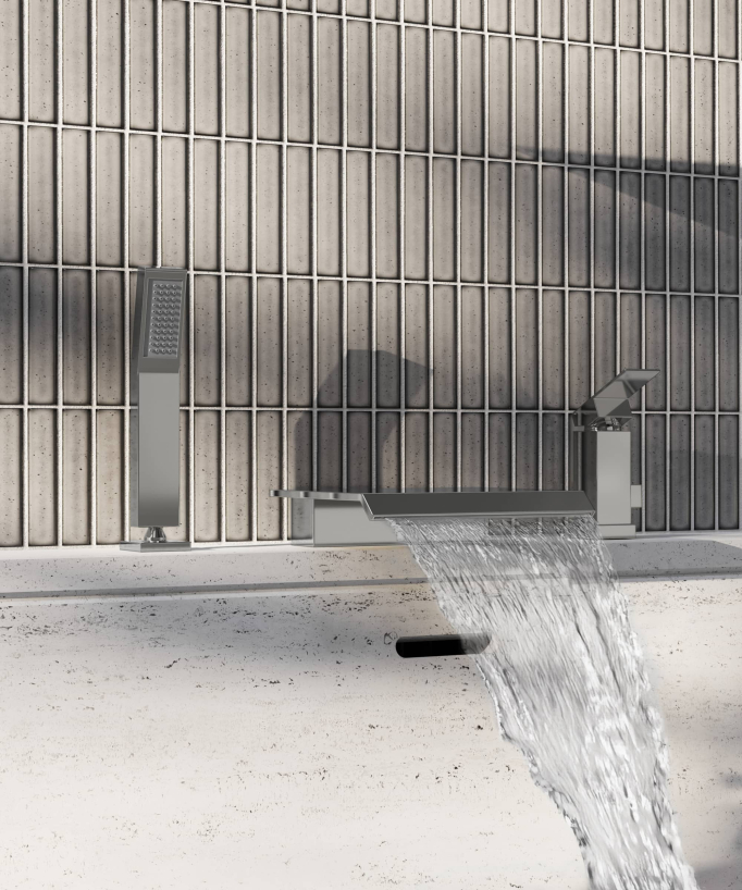 Mitigeur de bain cascade sur plage 3 trous Chromé - Sirius