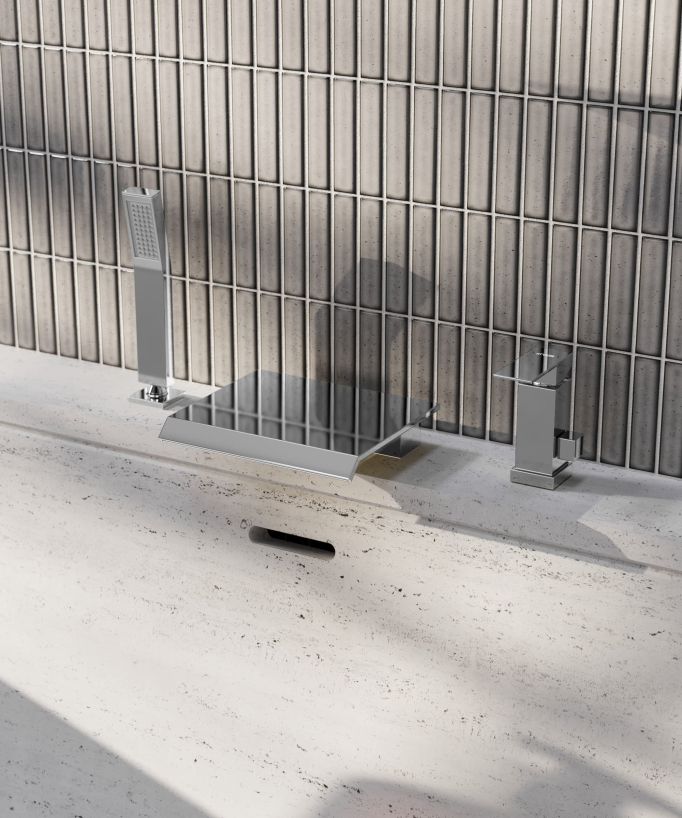 Mitigeur de bain cascade sur plage 3 trous Chromé - Sirius