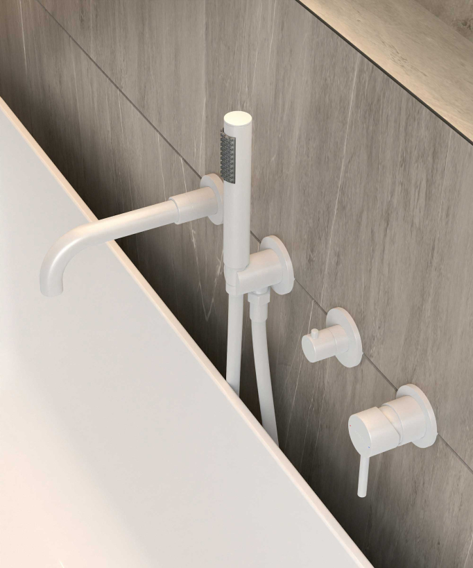 Mitigeur de baignoire à encastrer 4 trous Blanc - Corbeau