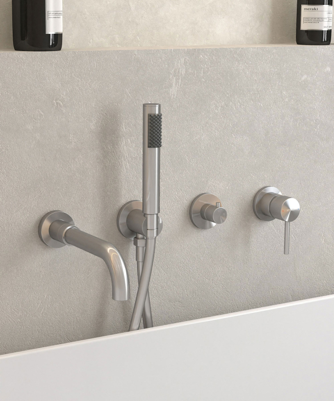 Mitigeur de baignoire à encastrer 4 trous Nickel brossé - Corbeau