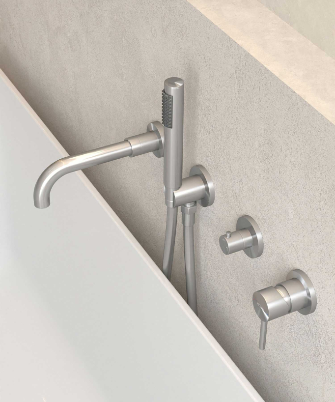 Mitigeur de baignoire à encastrer 4 trous Nickel brossé - Corbeau
