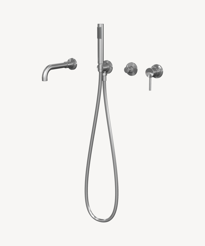 Mitigeur de baignoire à encastrer 4 trous Nickel brossé - Corbeau