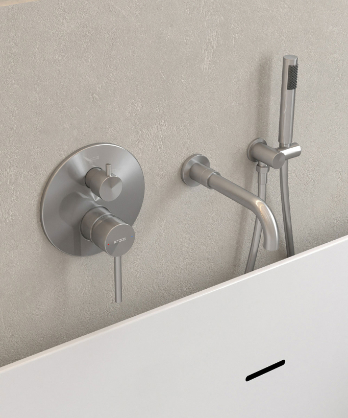 Robinet mitigeur de baignoire à encastrer Nickel brossé - Corbeau