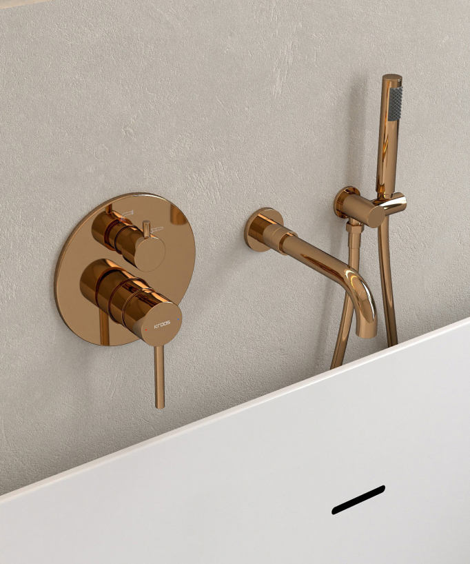 Robinet mitigeur de baignoire à encastrer Or Rose - Corbeau