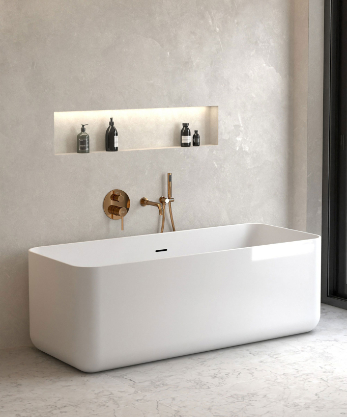 Robinet mitigeur de baignoire à encastrer Or Rose - Corbeau