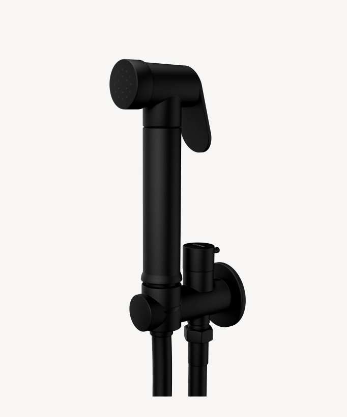 Kit douchette WC mural rond - Noir