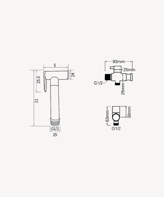 Kit douchette WC mural rond