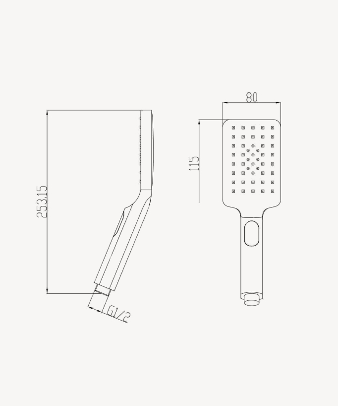 Douchette à main rectangle à deux jets - Nickel brossé