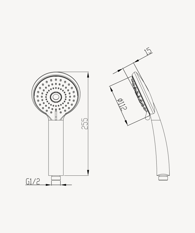 Douchette à main ronde à trois jets - Gun métal
