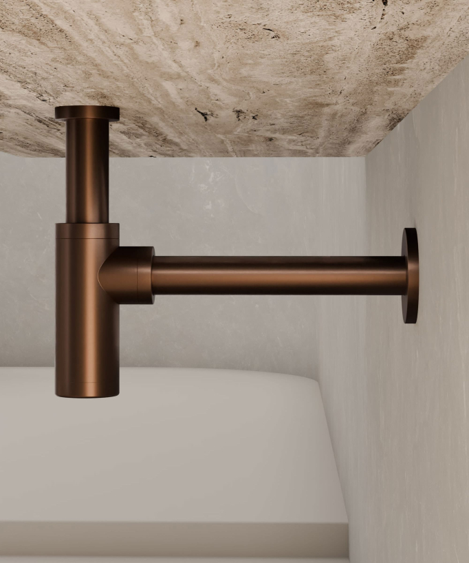 Siphon de lavabo - Or rose brossé