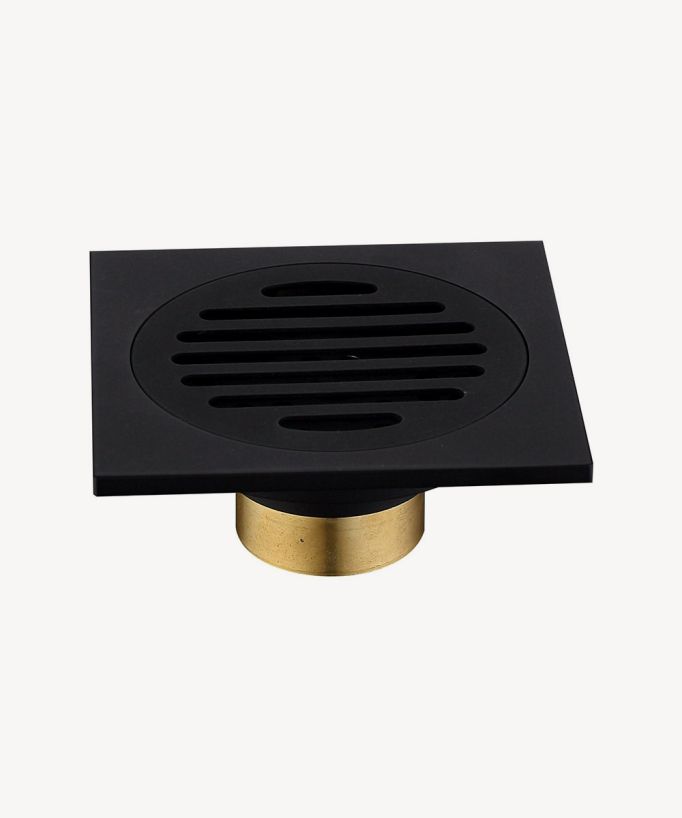 Siphon de sol à encastrer avec grille - Noir
