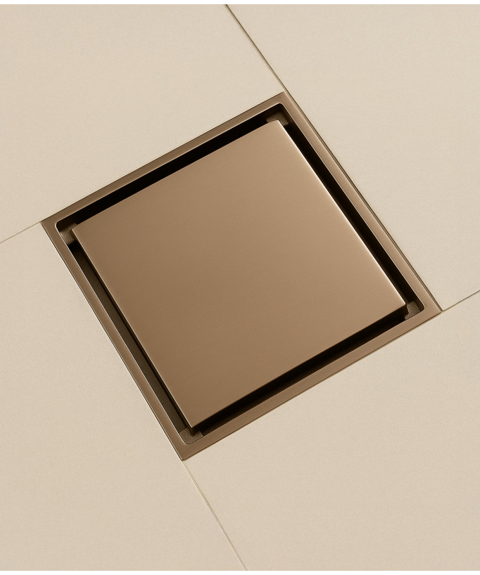 Siphon de sol carré - Bronze