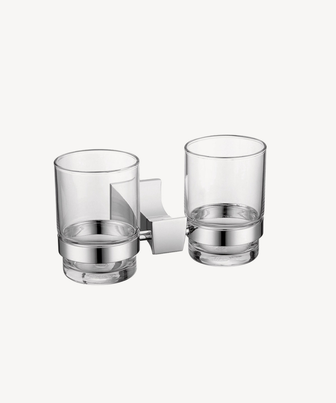 Porte double verre mural Chromé - Chloe