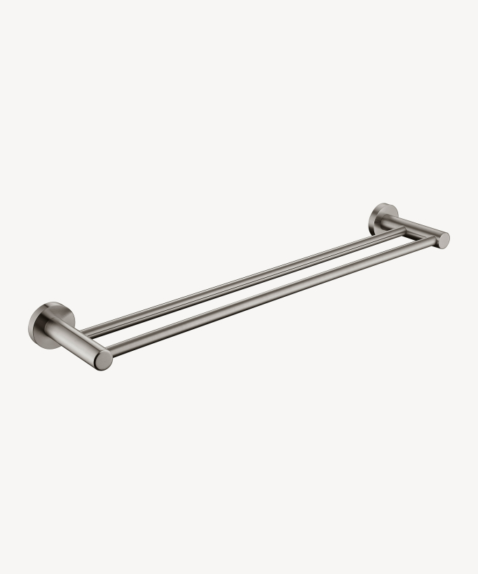 Porte serviettes mural double barre Nickel brossé - Corbeau