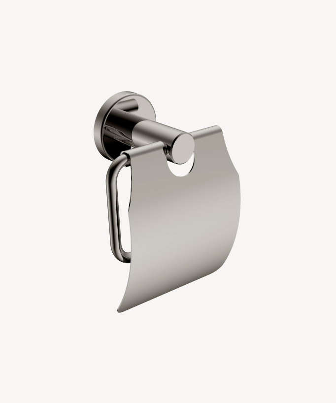 Porte-rouleau avec couvercle Nickel brossé - Corbeau