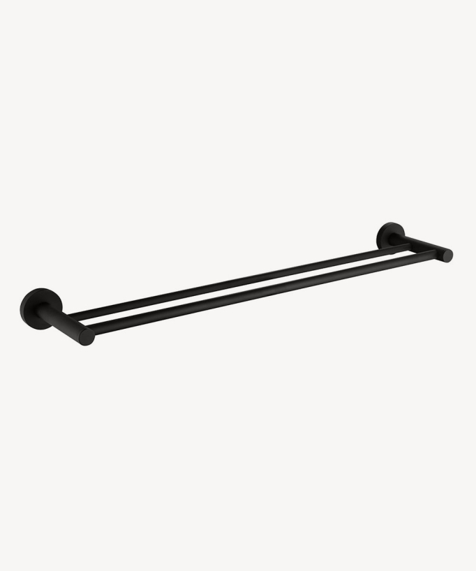 Porte serviettes mural double barre Noir - Corbeau