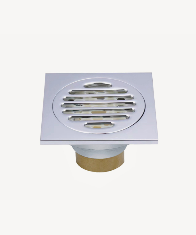 Siphon de sol à encastrer avec grille - Chromé