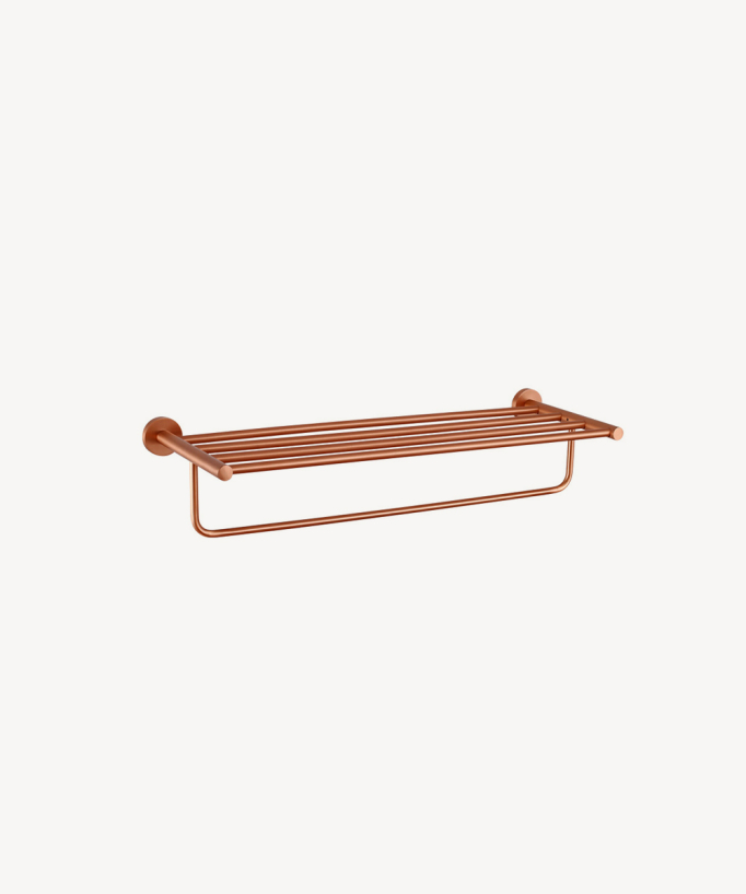 Porte serviettes suspendu, 4 barres,  or rose brossé de la gamme Tokio 