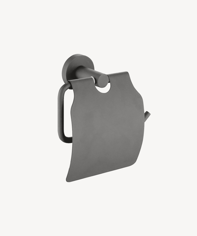 Porte-rouleau avec couvercle Gun métal - Corbeau
