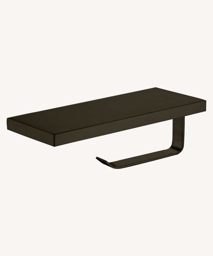 Porte papier toilette avec support téléphone Noir - Sirius