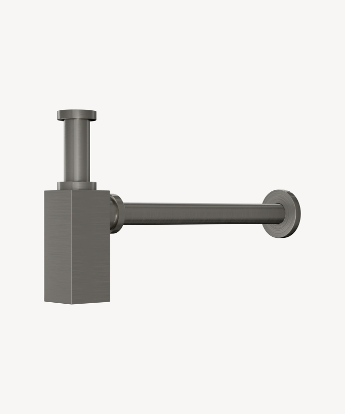 Siphon de lavabo carré - Nickel brossé