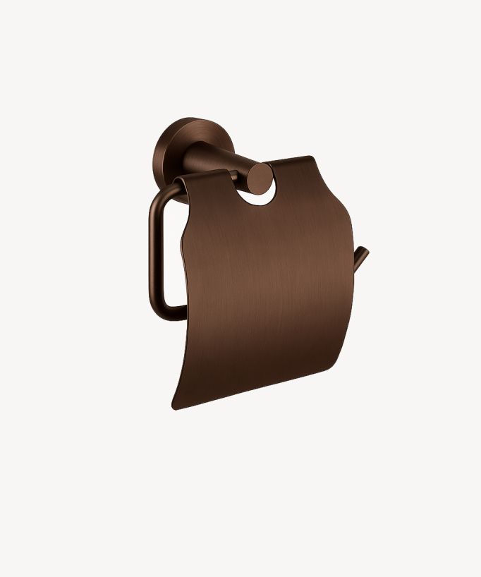 Porte-rouleau avec couvercle Moka brossé - Corbeau