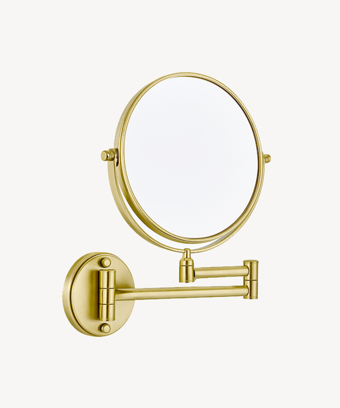 Miroir grossissant double face mural - Doré brossé