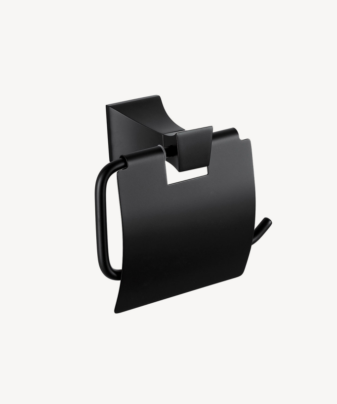 Porte papier toilette mural avec couvercle Noir - Chloe