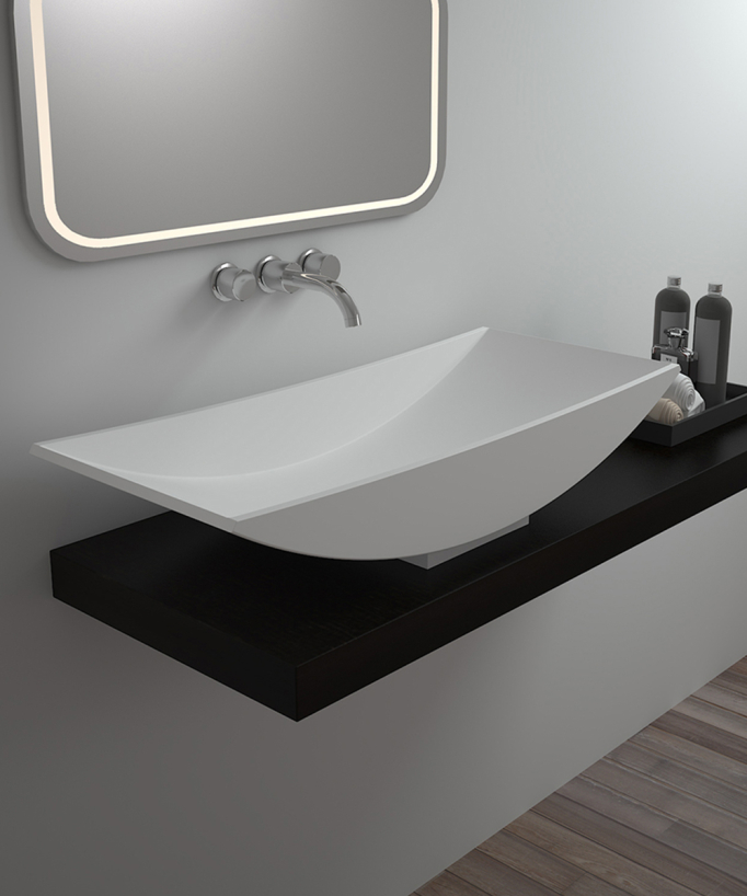 Vasque rectangulaire à poser en solid surface Blanc mat - Gamboma