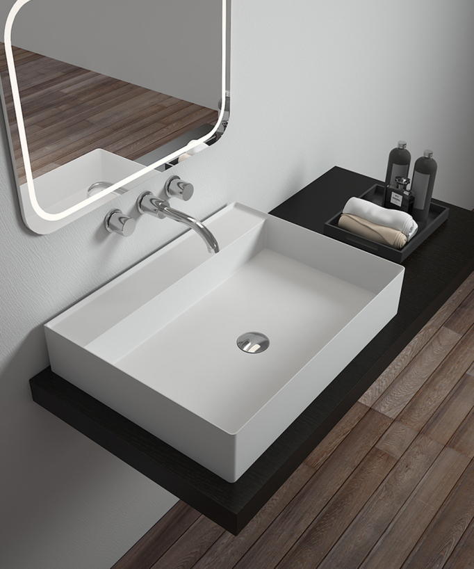 Vasque à poser rectangle en solid surface - Baraka