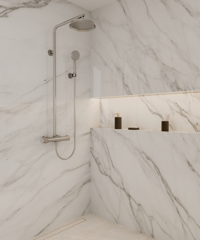Colonne de douche thermostatique Nickel brossé - Hera
