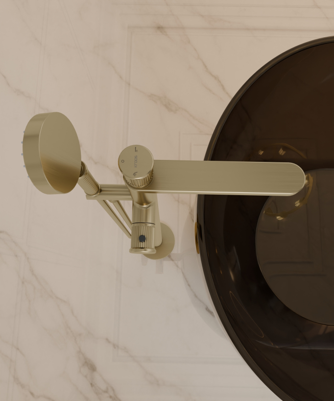 Mitigeur thermostatique de baignoire sur pied Doré Brossé - Hera