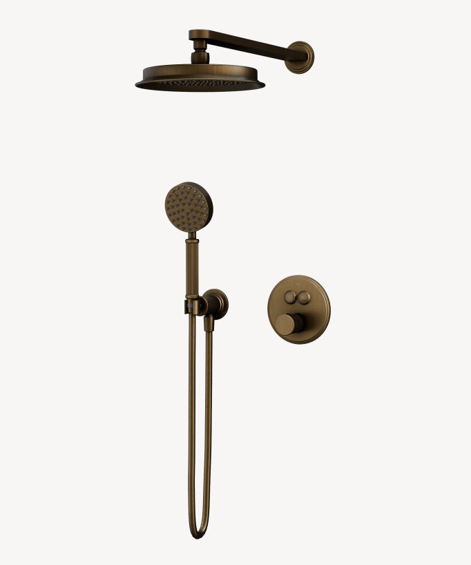Colonne de douche thermostatique encastrable Bronze - Hera