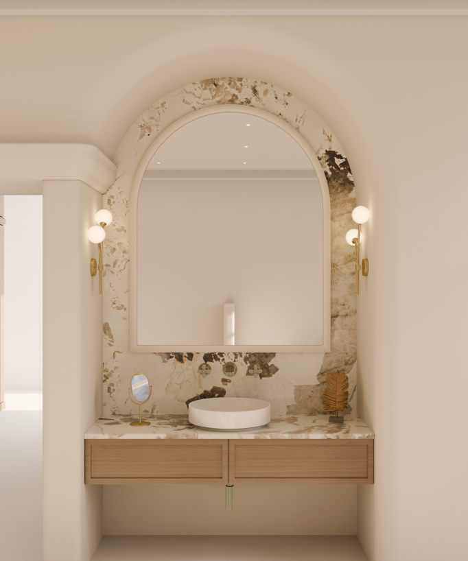 Mélangeur de lavabo mural Doré brossé - Hera