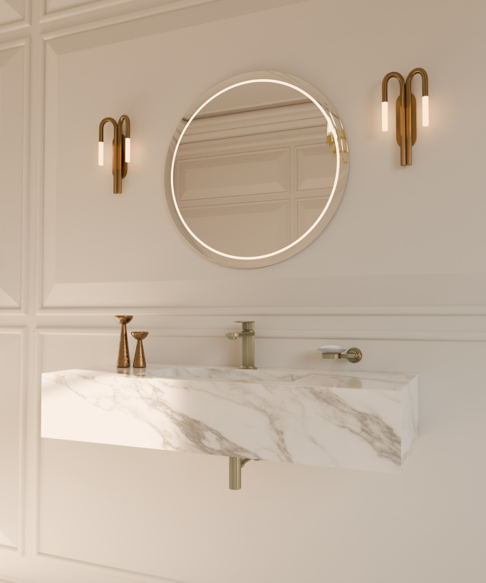 Mitigeur lavabo à poser Doré brossé - Hera