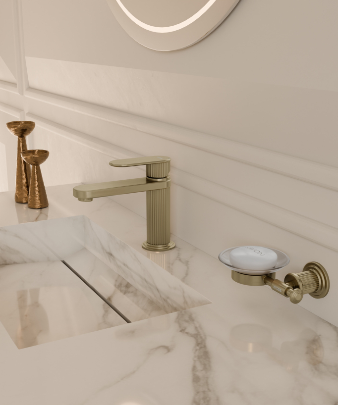Mitigeur lavabo à poser Doré brossé - Hera