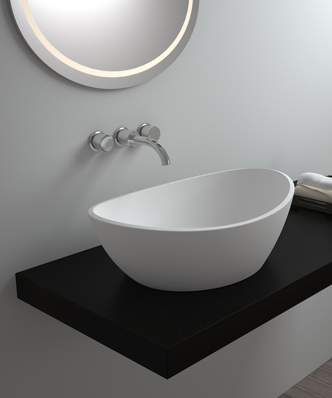 Vasque ovale à poser en solid surface Blanc mat - Loandjili