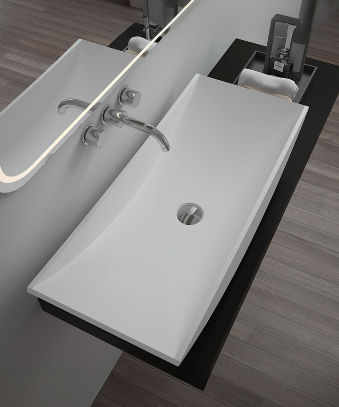 Vasque rectangulaire à poser en solid surface Blanc mat - Gamboma