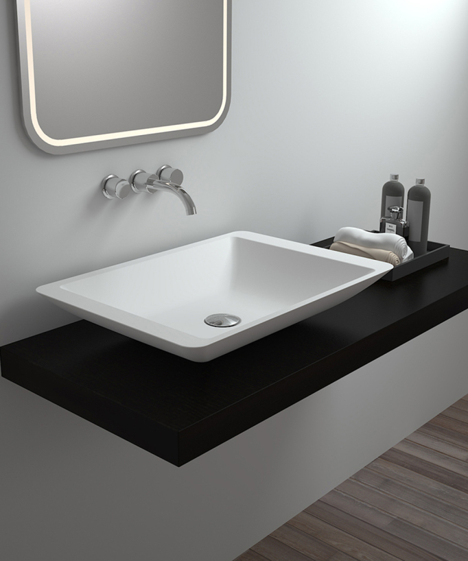 Vasque rectangulaire à poser en solid surface Blanc mat - Niari
