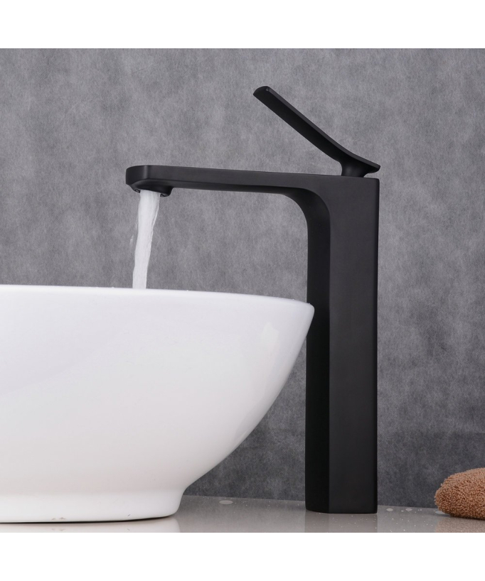 Robinet pour Vasque Noir Mate Mono Trou style épuré