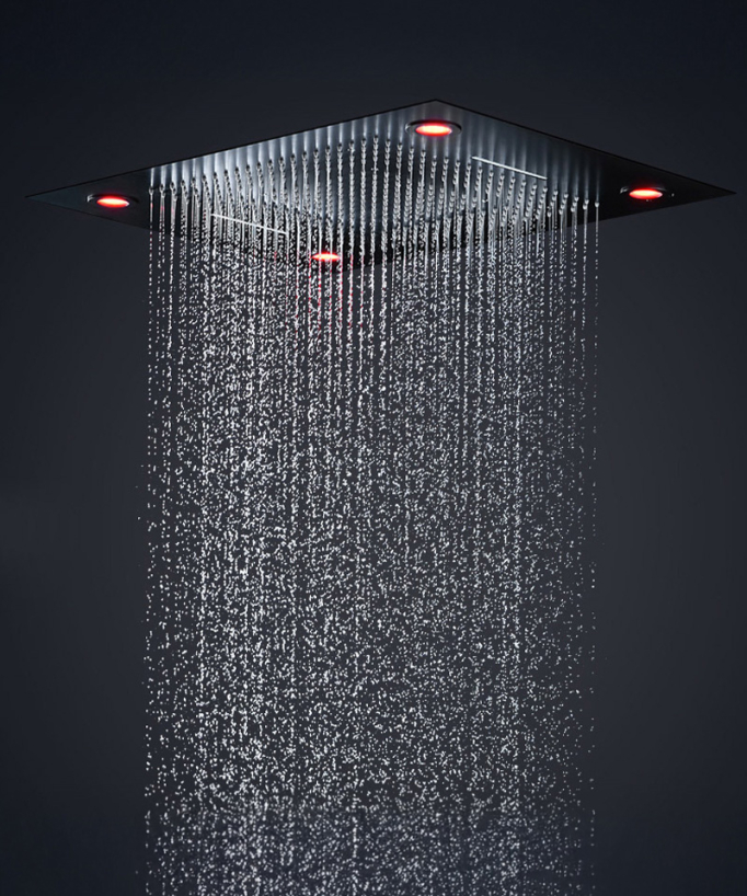 Composition de douche thermostatique multifonctions à LED - 600x800 mm