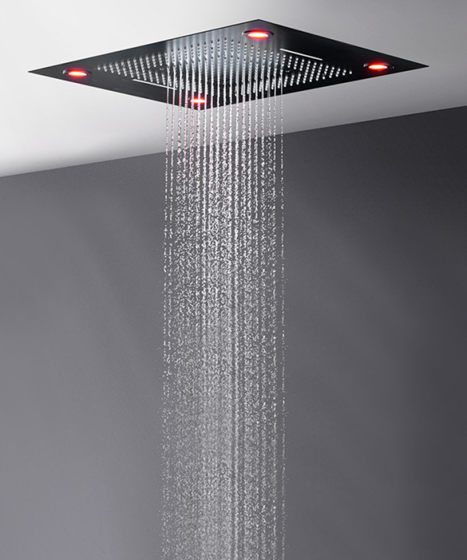 Composition de douche thermostatique multifonctions à LED - 600x800 mm
