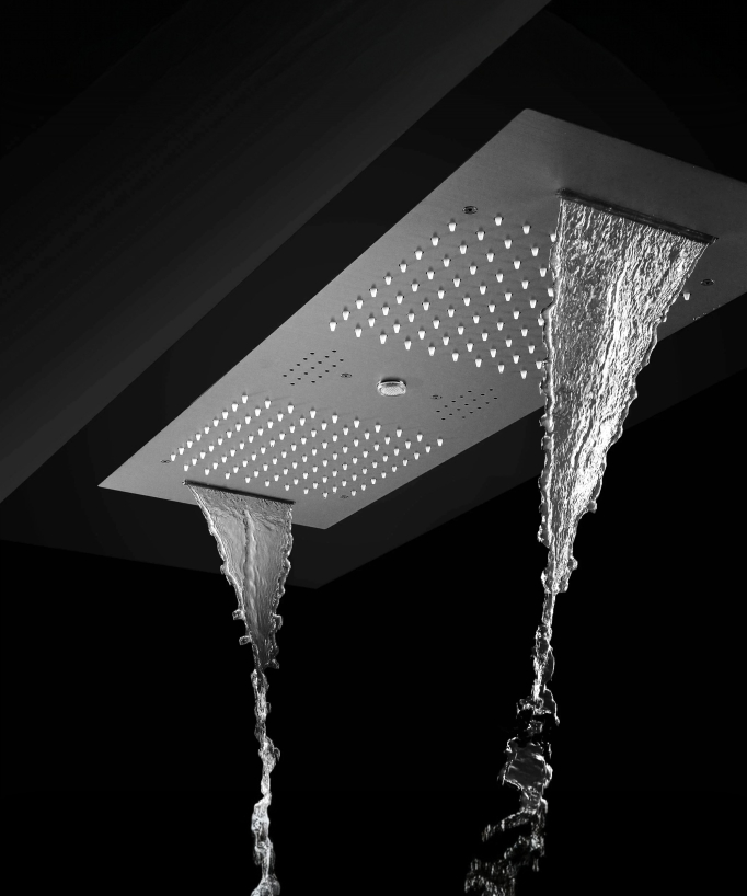 Ensemble douche thermostatique moderne - Ciel de pluie LED 900x300 mm, 3 jets de corps
