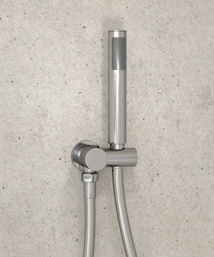 Pack douche thermostatique avec pommeau encastré rond - Chromé