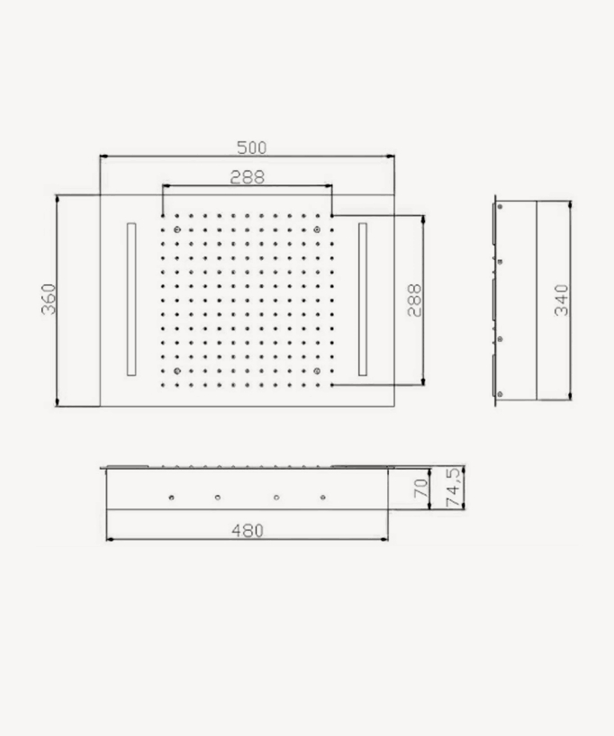 Système de douche pluie encastrable noir mat - Éclairage LED