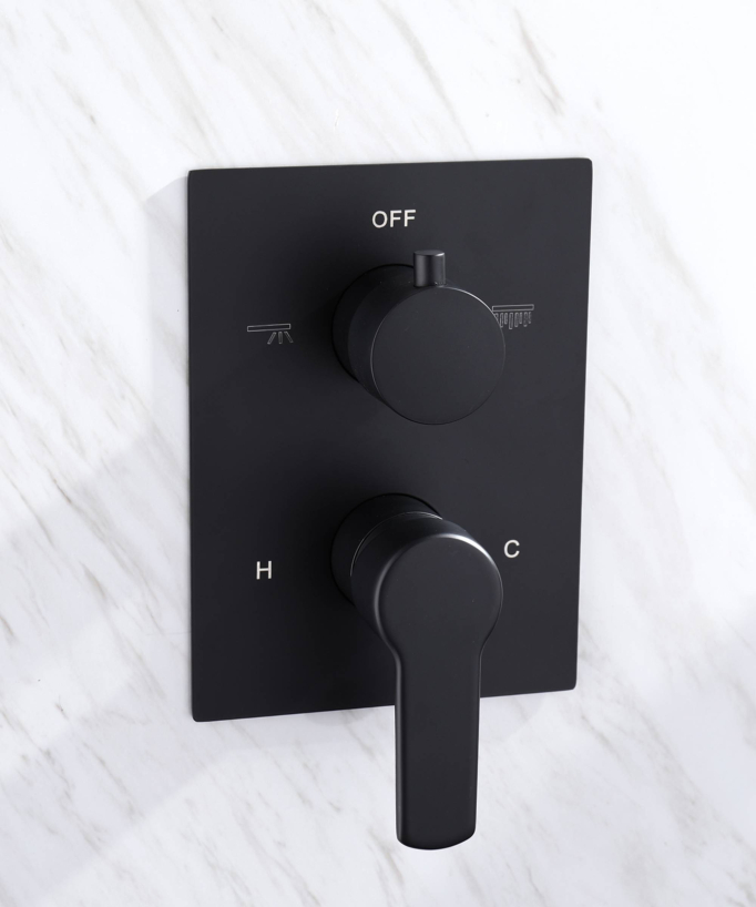 Système de douche pluie encastrable noir mat - Éclairage LED
