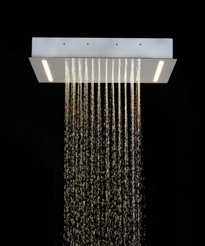 Kit de douche thermostatique encastrable au plafond chromé avec LED et jet massant