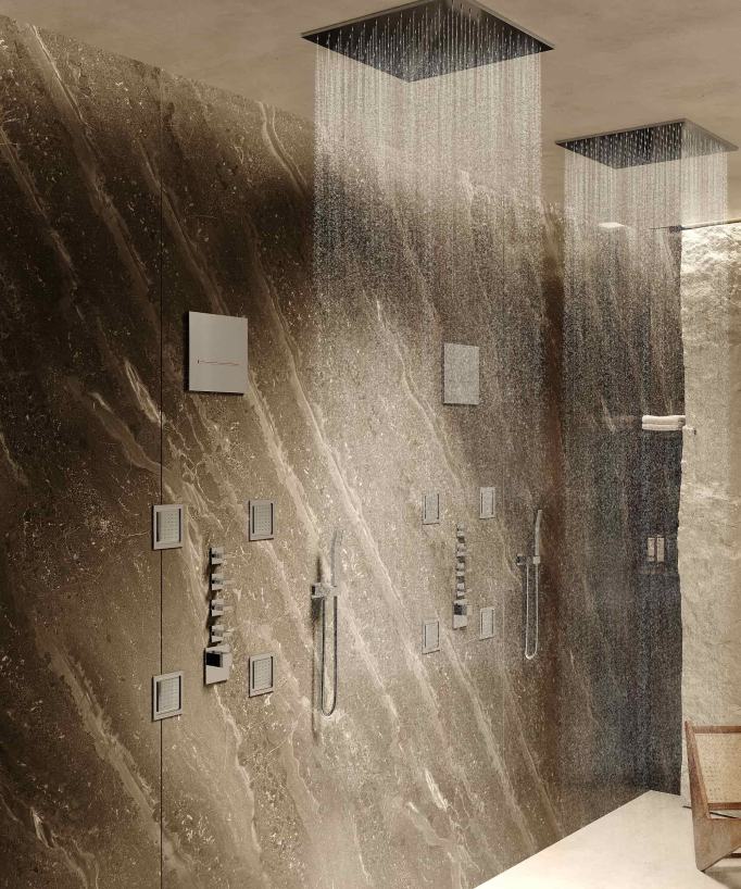 Composition de douche thermostatique ciel de pluie Wellness avec body jets - Sirius