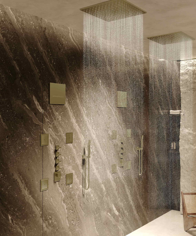 Composition de douche thermostatique ciel de pluie Wellness avec body jets - Sirius